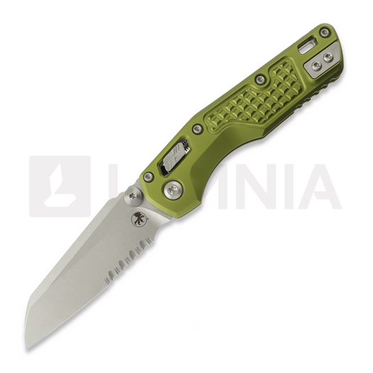 Navaja Microtech MSI Mini S/E Stonewash Frag Aluminum OD Green, hoja dentada 210M-11FROD