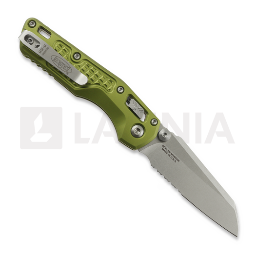 Navaja Microtech MSI Mini S/E Stonewash Frag Aluminum OD Green, hoja dentada 210M-11FROD