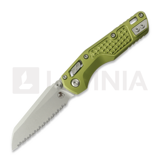 Microtech MSI Mini S/E Stonewash Frag Aluminum OD Green Taschenmesser, full serrated 210M-12FROD