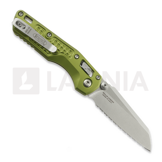 Navaja Microtech MSI Mini S/E Stonewash Frag Aluminum OD Green, full serrated 210M-12FROD