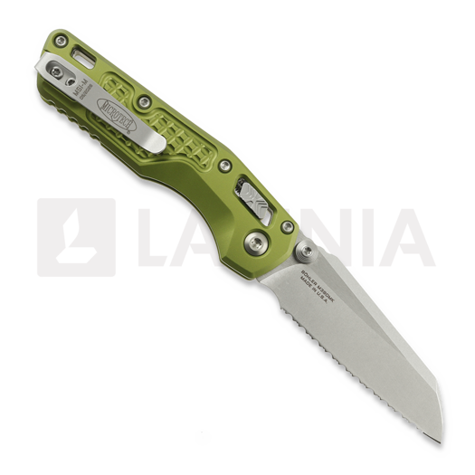Navaja Microtech MSI Mini S/E Stonewash Frag Aluminum OD Green, full serrated 210M-12FROD