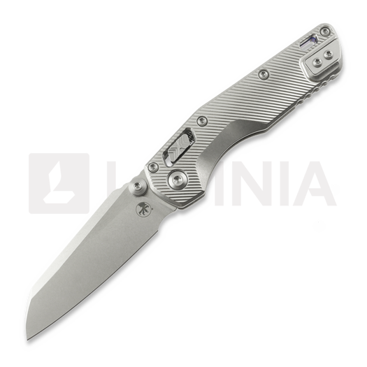 Microtech MSI Mini S/E Stonewash Standard Fluted Titanium sulankstomas peilis, blue accents 210M-10FLMS3