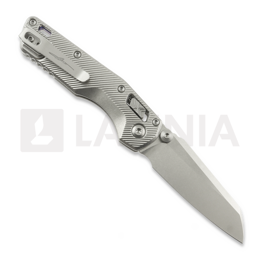 Couteau pliant Microtech MSI Mini S/E Stonewash Standard Fluted Titanium, blue accents 210M-10FLMS3