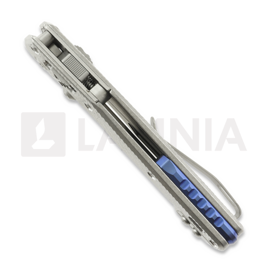 Couteau pliant Microtech MSI Mini S/E Stonewash Standard Fluted Titanium, blue accents 210M-10FLMS3