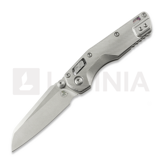 Microtech MSI Mini S/E Stonewash Standard Fluted Titanium 접이식 나이프, purple accents 210M-10FLMS4