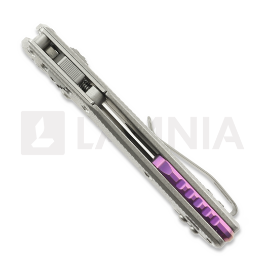 Couteau pliant Microtech MSI Mini S/E Stonewash Standard Fluted Titanium, purple accents 210M-10FLMS4