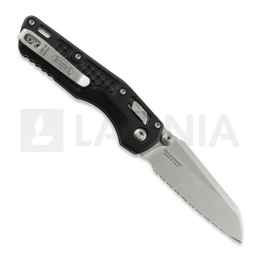 Microtech MSI Mini S/E Stonewash Standard Frag foldekniv, black, full serrated 210M-12FR