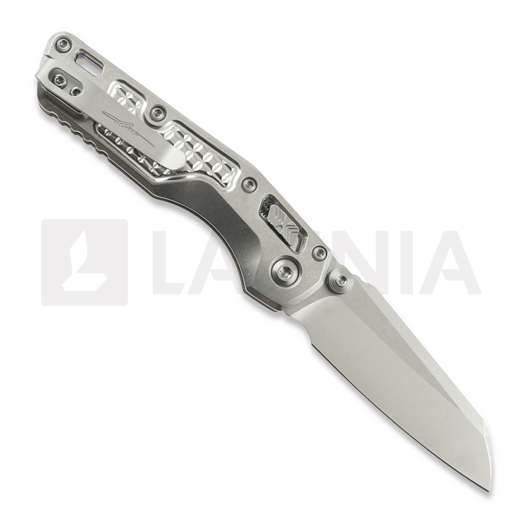 Couteau pliant Microtech MSI Mini S/E Stonewash Standard Frag Titanium, blue accents 210M-10FRMS3