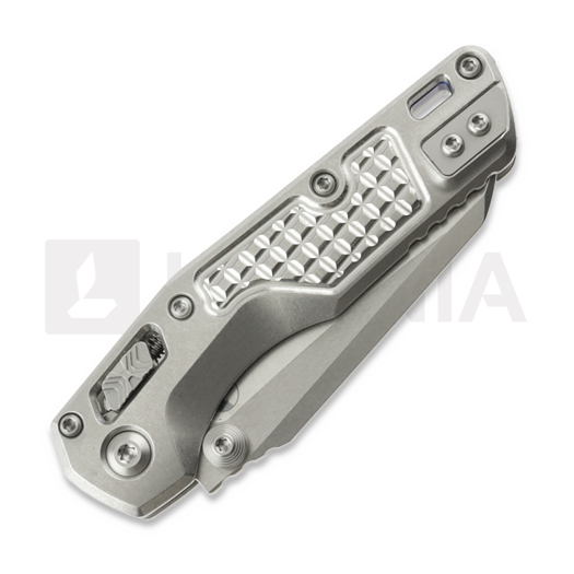 Microtech MSI Mini S/E Stonewash Standard Frag Titanium sulankstomas peilis, blue accents 210M-10FRMS3