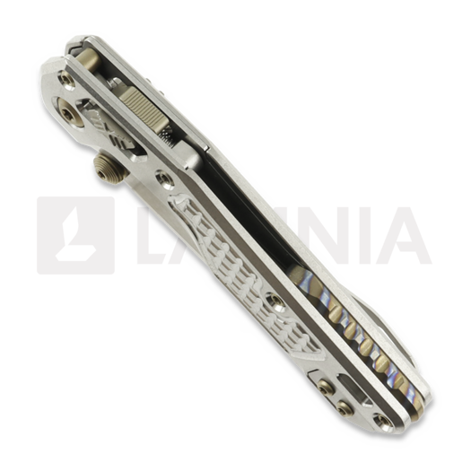 Microtech MSI Mini S/E Stonewash Standard Frag Titanium sulankstomas peilis, flamed accents 210M-10FRMS5