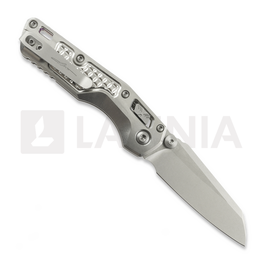 Microtech MSI Mini S/E Stonewash Standard Frag Titanium sulankstomas peilis, purple accents 210M-10FRMS4