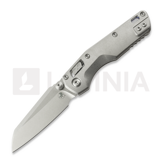 Microtech MSI Mini S/E Stonewash Standard Slab Titanium sulankstomas peilis, blue accents 210M-10MS3