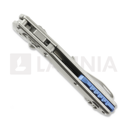 Microtech MSI Mini S/E Stonewash Standard Slab Titanium sulankstomas peilis, blue accents 210M-10MS3