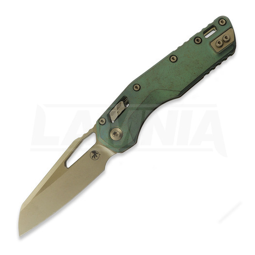 Microtech MSI Ram-Lok 접이식 나이프, Antique Green Ano Slab Side, Bronzed Stonewash 210-13MS1