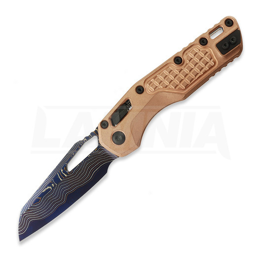 Microtech MSI Ram-Lok Coppermai Damascus vouwmes, Frag Pattern Copper & Blue Ti 210-16FRMS2