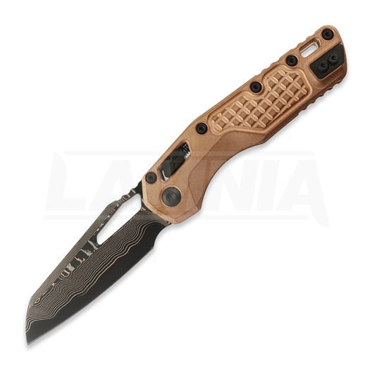 Microtech MSI Ram-Lok Coppermai Damascus 折叠刀, Frag Pattern Copper & Bronze Ti 210-16FRMS1