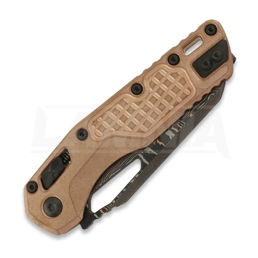Microtech MSI Ram-Lok Coppermai Damascus 折り畳みナイフ, Frag Pattern Copper & Bronze Ti 210-16FRMS1