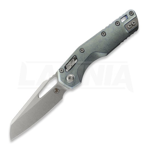 Microtech MSI Ram-Lok 접이식 나이프, Ice Blue Ano Slab, Stonewash 210-10MS6