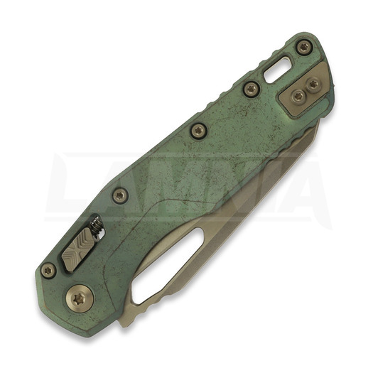Microtech MSI Ram-Lok Partial Serrated kääntöveitsi, Antique Green Ano Slab Side, Bronzed Stonewash 210-14MS1