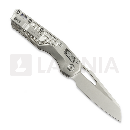 Microtech MSI Ram-Lok Stonewashed sulankstomas peilis, Frag Titanium, blue accents 210-10FRMS2