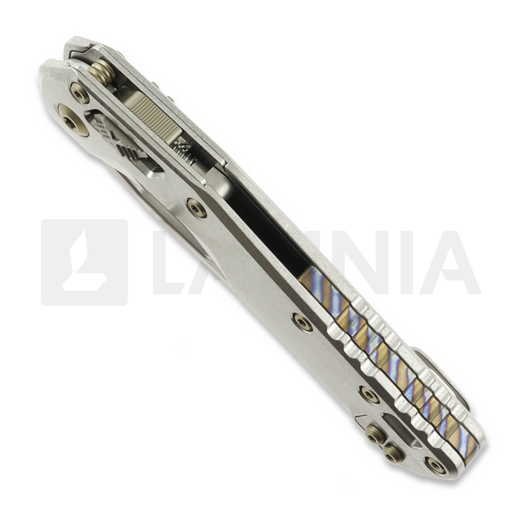 Microtech MSI Ram-Lok Stonewashed sulankstomas peilis, Slab Titanium, flamed accents 210-10MS4