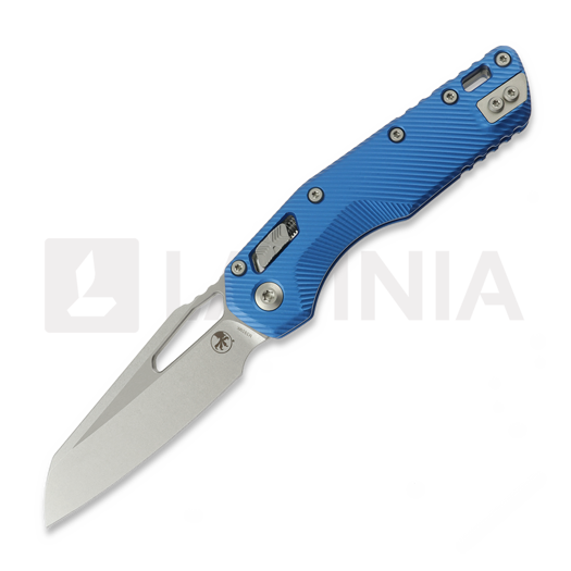 Microtech MSI S/E 접이식 나이프, Blue Fluted Aluminum, Stonewash 210-10FLBL