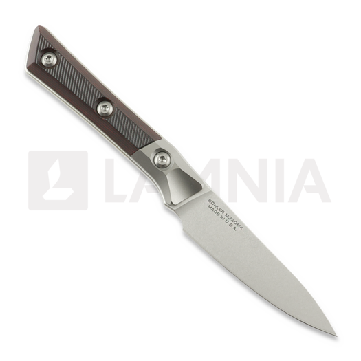 Kuchyňsk&yacute; nůž Microtech Pairing Knife 3,5" Bolstered - Stonewash - Black Cherry G10 3500B-10BC