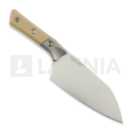 Kuchyňsk&yacute; nůž Microtech Santoku 6" Bolstered - Stonewash - Tan G10 3200B-10CE