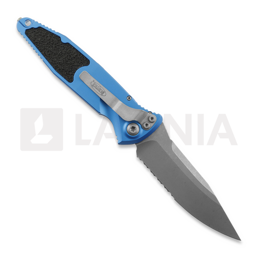 Microtech Socom Elite Auto S/E Apocalyptic Blue sulankstomas peilis, dantytas 160A-11APBL