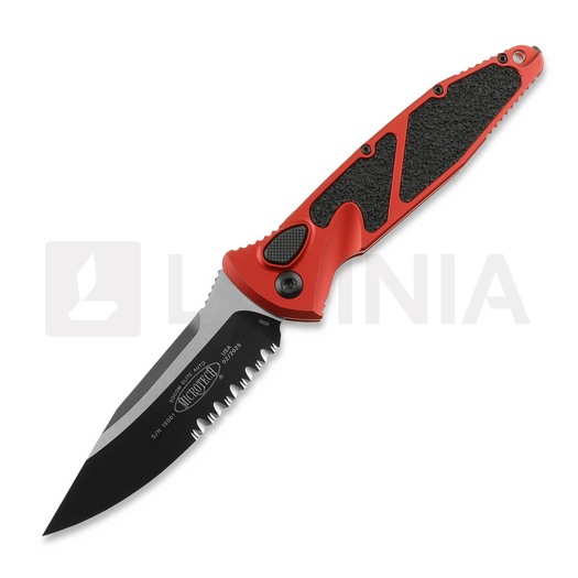 Zavírací nůž Microtech Socom Elite Auto S/E Black Red, vroubkování na čepeli 160A-2RD