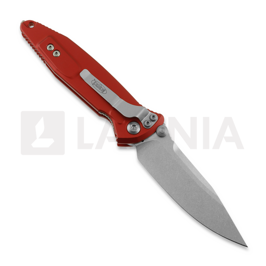 Microtech Socom Elite S/E Stonewash k&auml;&auml;nt&ouml;veitsi, punainen 160-10RD