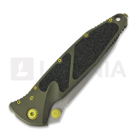 Liigendnuga Microtech Socom Elite Tanto Apocalyptic Distressed Grenade Green, fully serrated 161-12DGG-U25