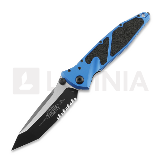 Microtech Socom Elite Tanto Black Blue sklopivi nož, izrezuckan rub 161-2BL