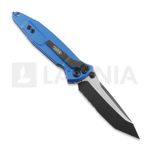 Zavírací nůž Microtech Socom Elite Tanto Black Blue, vroubkování na čepeli 161-2BL