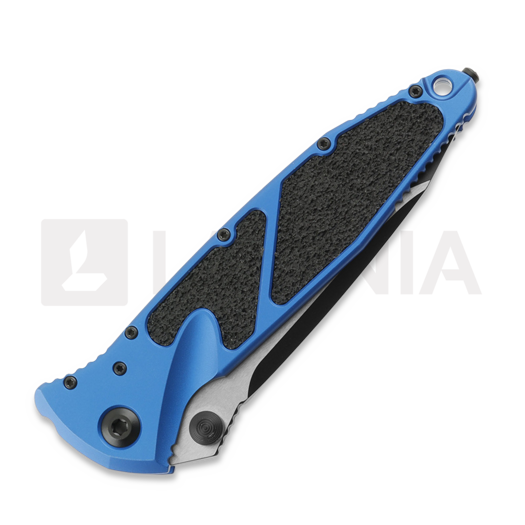 Zavírací nůž Microtech Socom Elite Tanto Black Blue, vroubkování na čepeli 161-2BL