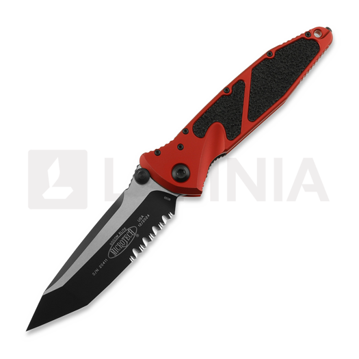 Microtech Socom Elite Tanto Black Red 접이식 나이프, 톱니 모양 칼날 161-2RD