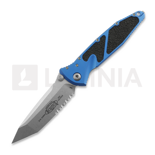 Microtech Socom Elite Tanto Stonewashed Blue 접이식 나이프, 톱니 모양 칼날 161-11BL