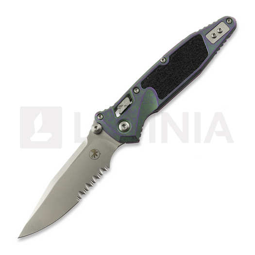 Microtech Socom Ram-Lok Clip Point Nebula Green Titanium 접이식 나이프, 톱니 모양 칼날 160RL-11MS10