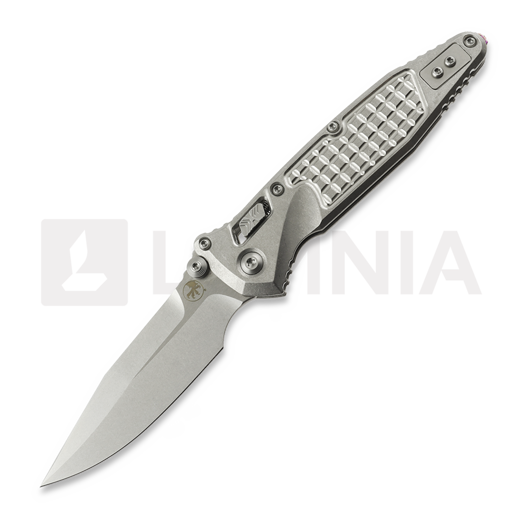 Microtech Socom Ram-Lok foldekniv, Grey Frag Titanium & Purple Accents, Stonewash 160RL-10FRSMS4