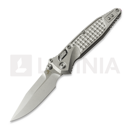 Microtech Socom Ram-Lok סכין מתקפלת, Grey Frag Titanium & Purple Accents, Stonewash 160RL-10FRSMS4