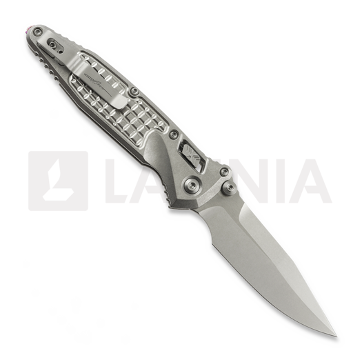 Microtech Socom Ram-Lok sulankstomas peilis, Grey Frag Titanium & Purple Accents, Stonewash 160RL-10FRSMS4