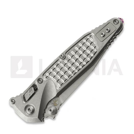 Microtech Socom Ram-Lok 折叠刀, Grey Frag Titanium & Purple Accents, Stonewash 160RL-10FRSMS4