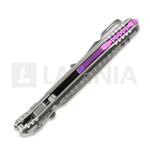 Microtech Socom Ram-Lok sulankstomas peilis, Grey Frag Titanium & Purple Accents, Stonewash 160RL-10FRSMS4