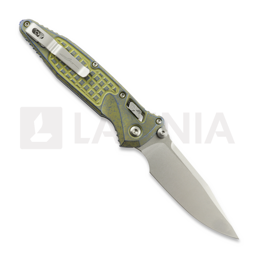 Zav&iacute;rac&iacute; nůž Microtech Socom Ram-Lok S/E Clip Point Stonewash Galactic Gold Frag, blue accents 160RL-10FRMS12