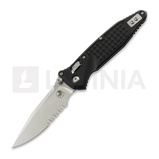 Microtech Socom Ram-Lok S/E Stonewash Frag Aluminum Black 접이식 나이프, 톱니 모양 칼날 160RL-11FR