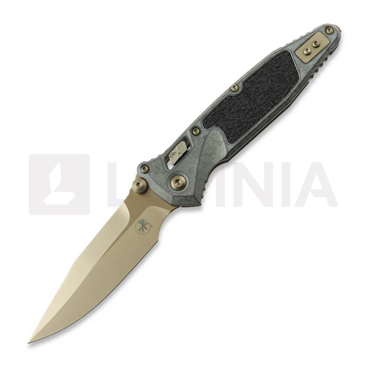 Microtech Socom Ram-Lok Spear Point Bronzed Stonewash Antique Denim Gold foldekniv 160RL-13SMS3