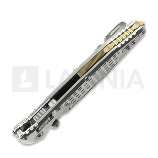 Microtech Socom Ram-Lok Spear Point Stonewash Frag Texture folding knife, bronze accents 160RL-10FRSMS2