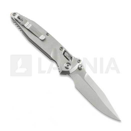 Microtech Socom Ram-Lok Spear Point Stonewash Slab Titanium folding knife, bronze accents 160RLS-10SMS2