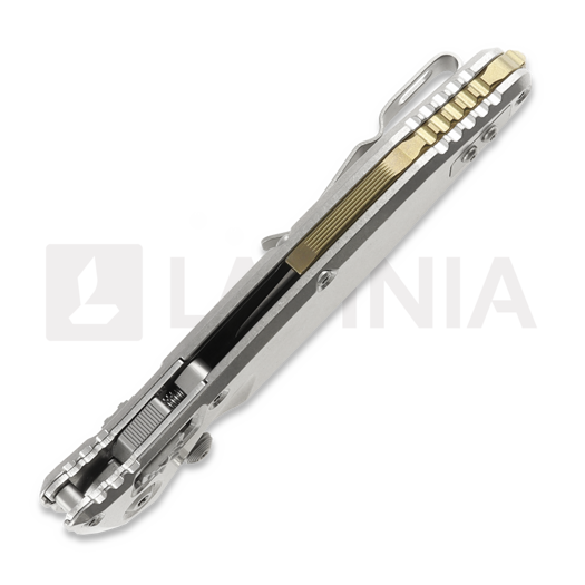 Microtech Socom Ram-Lok Spear Point Stonewash Slab Titanium 折り畳みナイフ, bronze accents 160RLS-10SMS2
