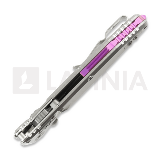 Microtech Socom Ram-Lok Spear Point Stonewash Slab Titanium kääntöveitsi, purple accents 160RLS-10SMS4